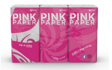 A0082  KARTIKA THE PINK PAPER PAÑUELO P-6X9UNDS. 4 CAPAS BLANCO PERIMETRAL PURA CELULOSA 54 SERVICIOS H 21 x L 21 cm