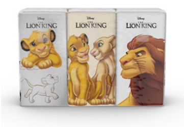 A0127  KARTIKA KOLLECTION "EL REY LEON" PAÑUELO  P-6X9 UNDS. 4 CAPAS  DECORADO GOFRADO PERIMETRAL PURA CELULOSA 54 SERVICIOS H 21 x L 2