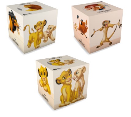 A0129  KARTIKA KOLLECTION "EL REY LEON" PAÑUELO  FACIAL V  3 CAPAS  DECORADO LISO PURA CELULOSA CAJA CUADRADA 56 SERVICIOS H 21 x L 20,