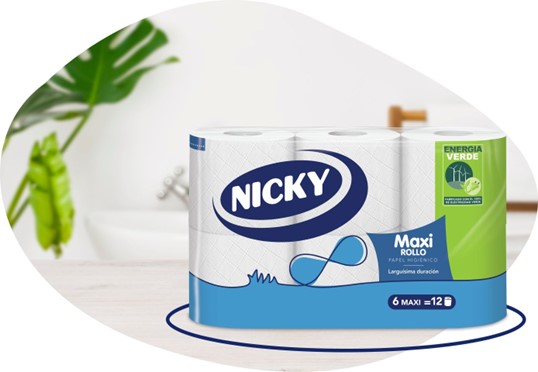 A0179  NICKY PAPEL HIGIÉNICO MAXI ROLLO 6 ROLLOS 2 CAPAS (FSC) 6=12