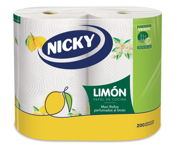 A0185  NICKY PAPEL COCINA MAXI LIMÓN DECORADO 2 ROLLOS 2 CAPAS X 12 (FSC)
