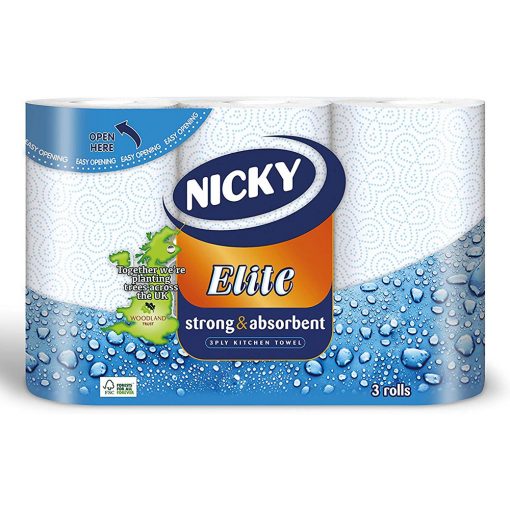 A0187  NICKY PAPEL COCINA ELITE 3 ROLLOS 2 CAPAS (FSC) 3=6 X 10