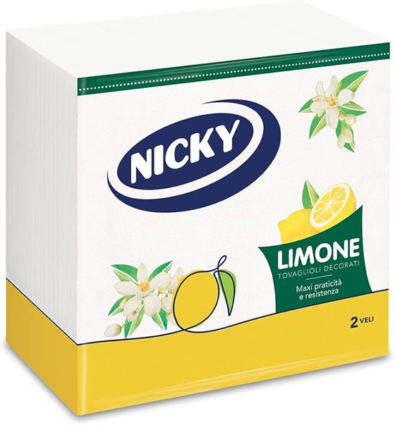 A0189  NICKY SERVILLETAS 33X33 LIMON DECORADA 2 CAPAS 65 UNIDADES X 18