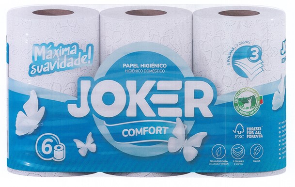 A0198  JOKER PAPEL HIGIENICO 6 R. 3C. CONFORT FSC MIX CREDIT BLANCO.