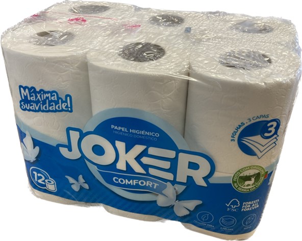 A0206  JOKER PAPEL HIGIENICO 12R 3C CONFORT AZUL (12X8) FSC