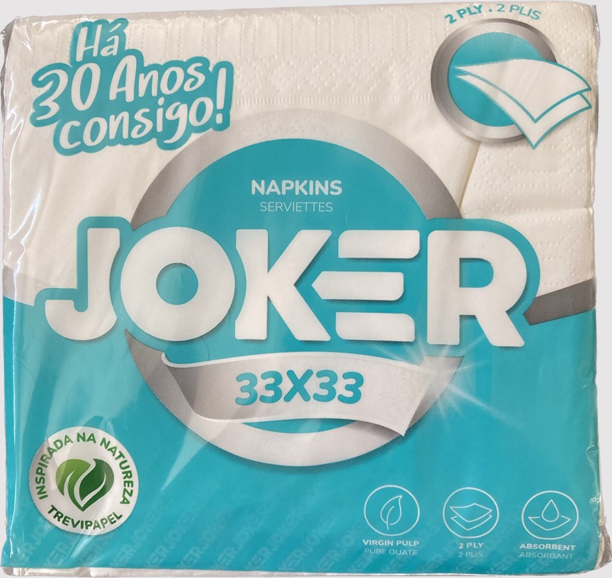 A0225  JOKER SERVILLETA 33X33 2C. BLANCAS 90 UNDS