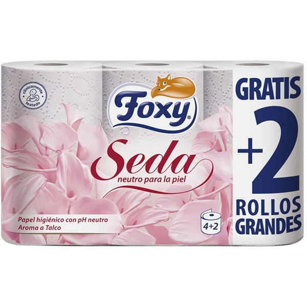 A0246  FOXY SEDA PAPEL HIGIENICO 4+2 ROLLOS 3 CAPAS