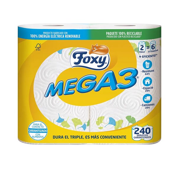 A0252  FOXY MEGA3 PAPEL COCINA 2=6 2R. 2C.