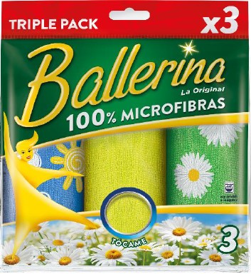A0327  BALLERINA PACK 3 MICROFIBRAS FLORES