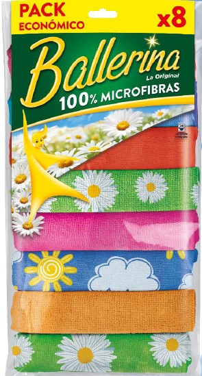 A0328  BALLERINA PACK 8 MICROFIBRAS FLORES