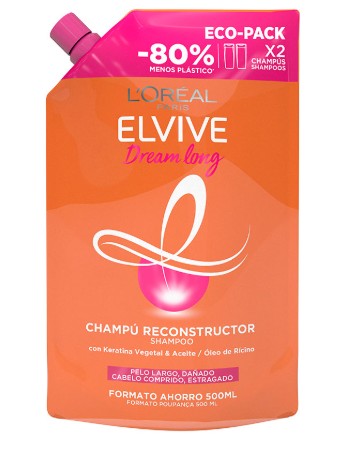 A0550  ELVIVE CHAMPÚ ECO-PACK DREAM LONG 500 ML (PELOS TEÑIDO)