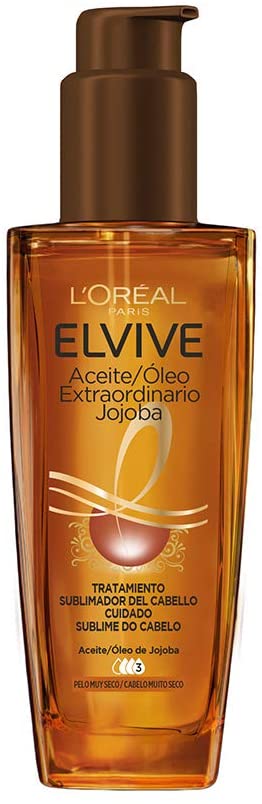 A0577  ELVIVE ACEITE EXTRAORDINARIO JOJOBA NUTRICIÓN INTENSA 100ML (SIN ACLARADO, PELO SECO CON BRILLO, SUBLIME Y SEDOSO)