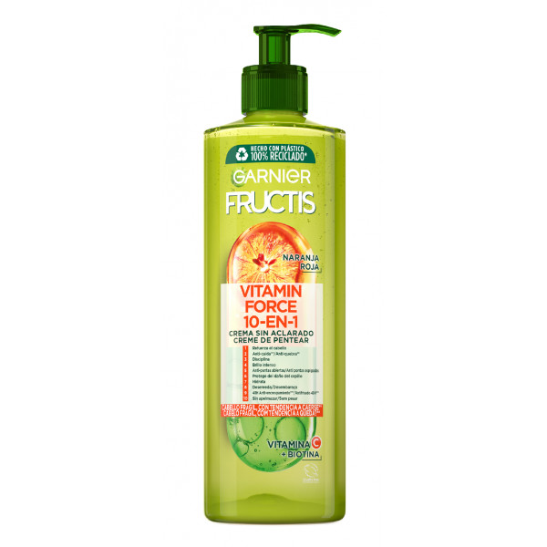 A0618  FRUCTIS CREMA SIN ACLARADO VITAMIN FORCE 400ML (PELO FRÁGIL CON TENDENCIA A CAERSE - 10 EN 1)