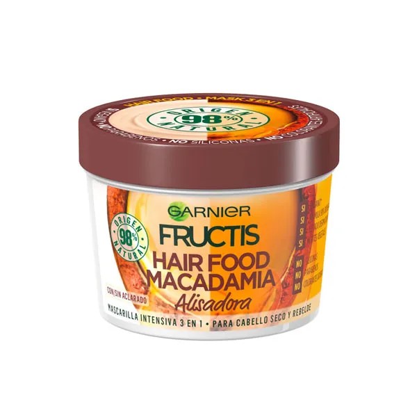 A0634  FRUCTIS HAIR FOOD MASCARILLA MACADAMIA 390 ML (PELO SECO Y REBELDE - ALISADORA)