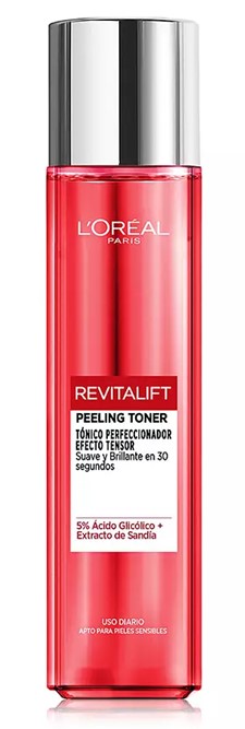 A0873  REVITALIFT PEELING TONER 180 ML (TONICO PERFECCIONADOR EFECTO TENSOR) SUAVE Y BRILLANTE EN 30 SEGUNDOS 55 ÁCIDO GLICÓLICO + EXTR