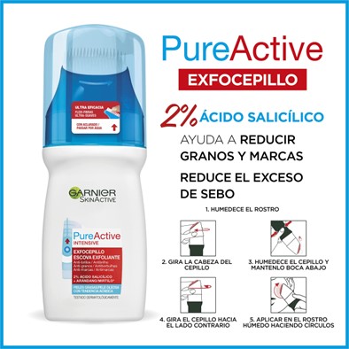 A0912  GARNIER PURE ACTIVE 3 EN 1 (BHA) EXFOCEPILLO IMPERFECCIONES Y MARCAS 150 ML