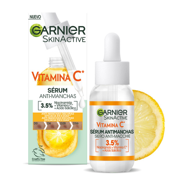 A0934  GARNIER SKIN ACTIVE VITAMINA C SERUM ANTI-MANCHAS 30ML (3,5% NIACINAMIDA + VITAMINA C + ACIDO SALICILICO)