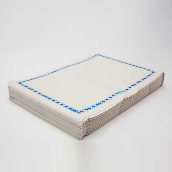 A1017  ANONIMO MANTEL 35X50 MG DECORADO ORLA AZUL 40GR. 1.000 UNDS.