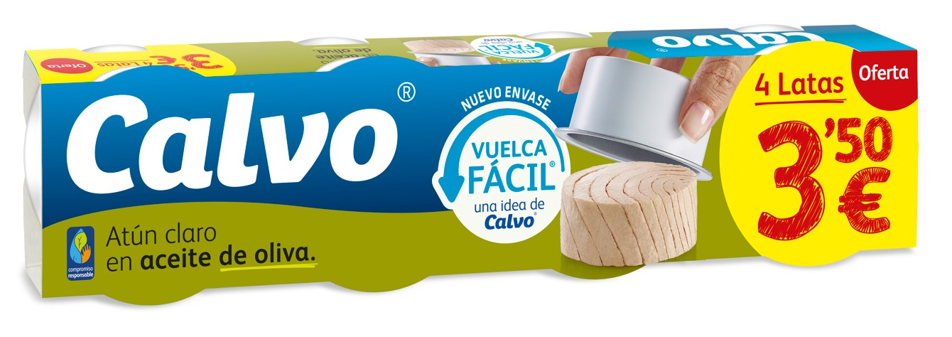 A1130-001.1  CALVO ATÚN CLARO ACEITE DE OLIVA P-4 PVP 3,5? XRP65 GRAMOS RP-VF B0X 80 UNDADES 1/4 PALET