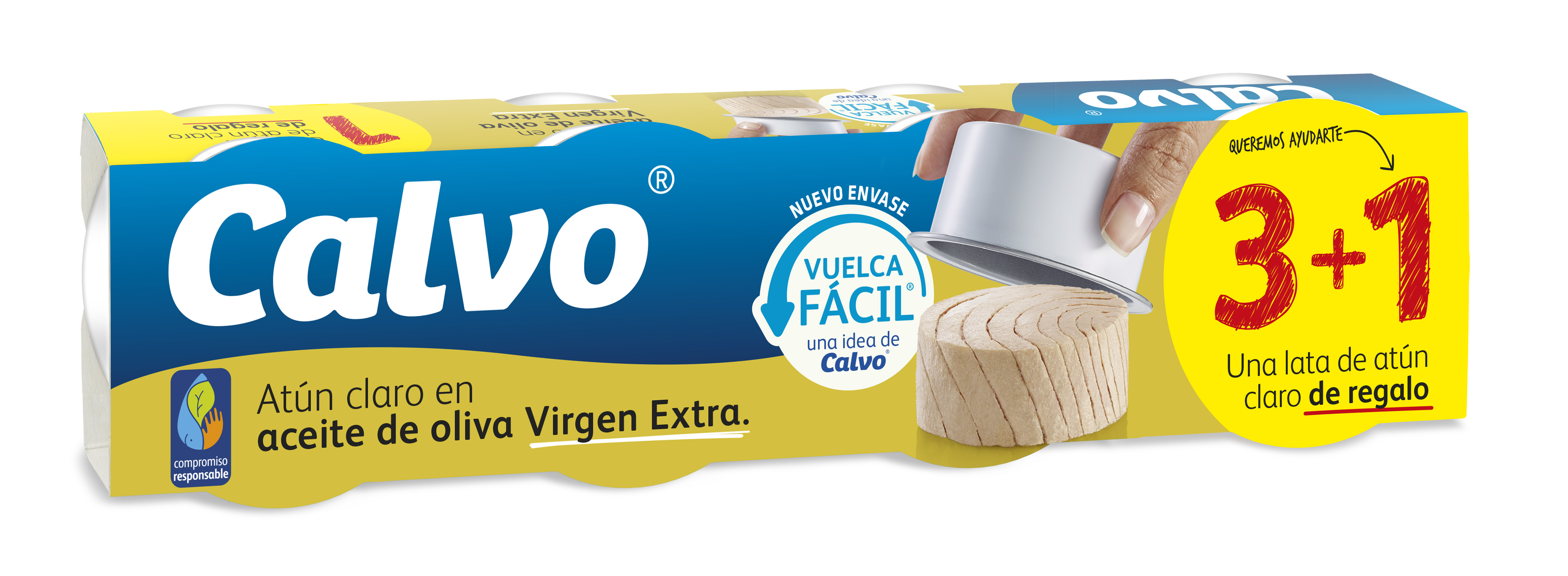 A1134  CALVO ATÚN CLARO ACEITE DE OLIVA VIRGEN EXTRA P 3+1 RP65 GRAMOS RP-VF RETRÁCTIL 21