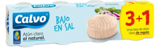A1140  CALVO ATÚN CLARO BAJO SAL NATURAL (3+1) 80 GRAMOS RETRÁCTIL 20