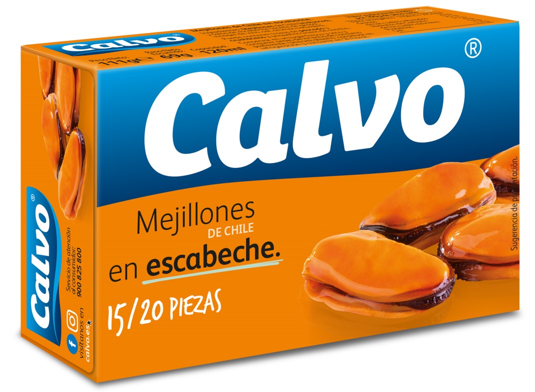 A1164  CALVO MEJILLON CHILE 15/20 ESCABCHE 111 GR. C24