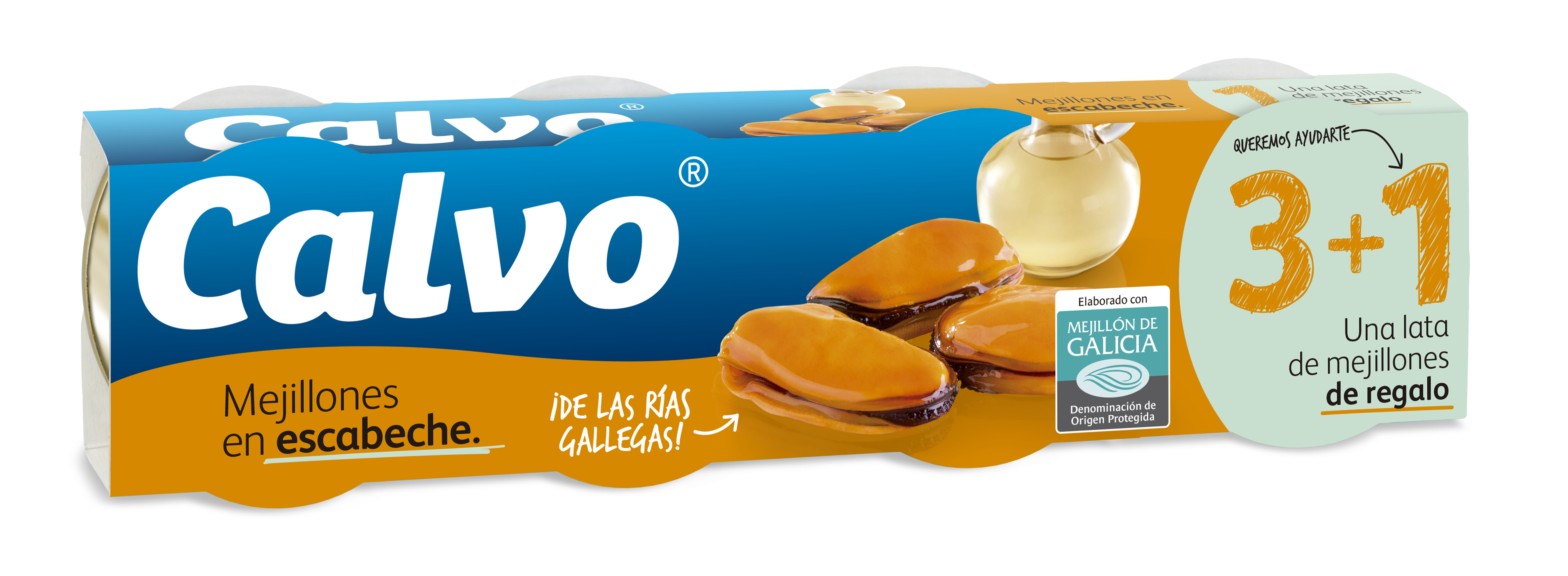 A1167  CALVO MEJILLONES DOP ESCABECHE P-3+1 X80GR. R20 CHILE