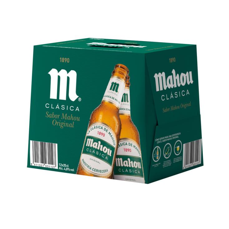 A1244  MAHOU CERVEZA CLÁSICA BOTELLA 25 CL PACK-12